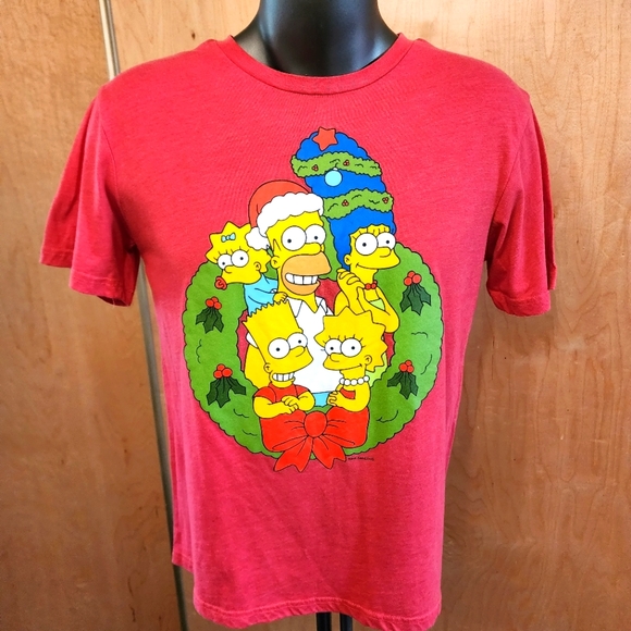 The Simpsons Family Holiday Wreath Tee Shirt  / Large - Picture 2 of 4